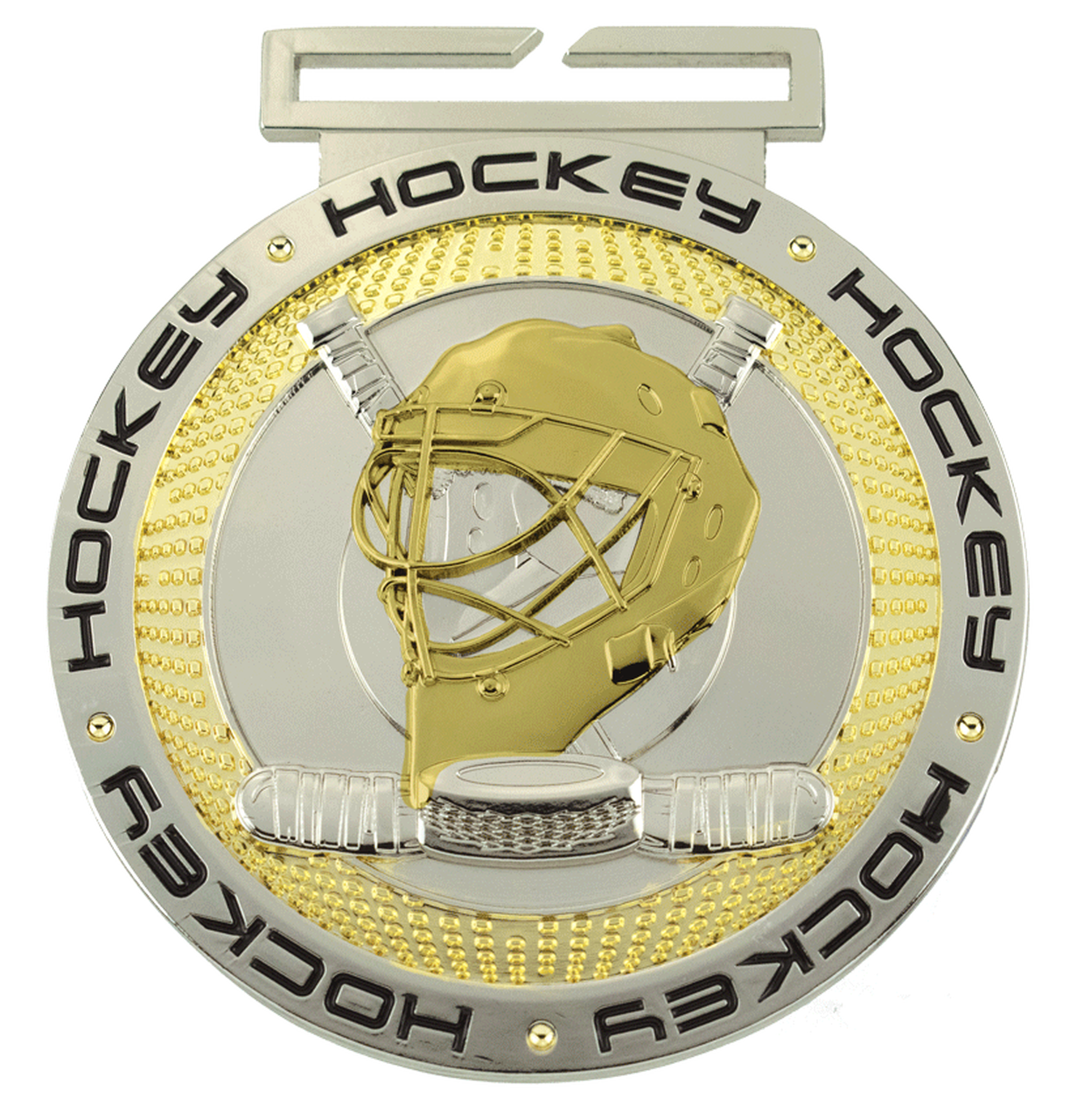 Dual Plated Hockey Medal 3" (Includes Ribbon)