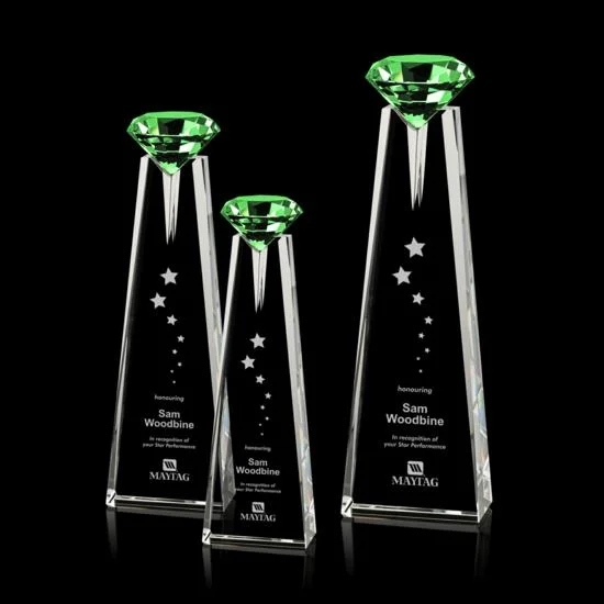 Alicia Gemstone Award Emerald- 3 Sizes (Engraving Included)