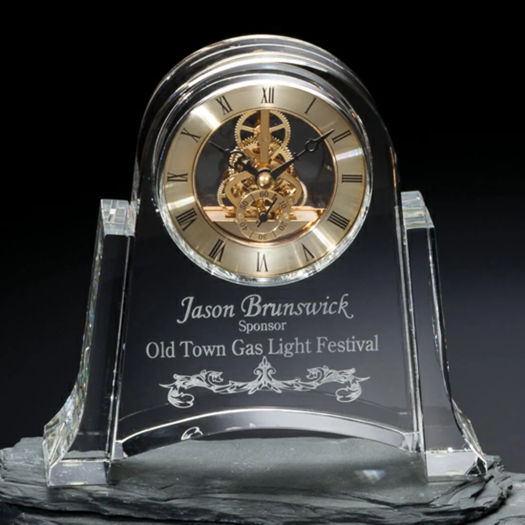 Crystal Dresden Clock Award 7.5” x 7” (Includes Engraving)
