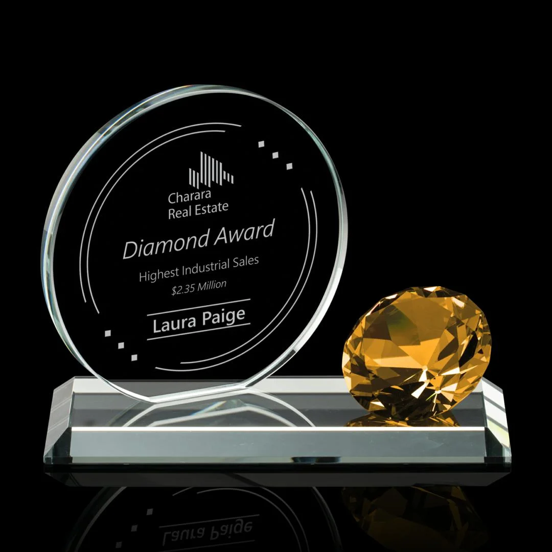 Encarna Gemstone Award Amber- 3 Sizes (Engraving Included)