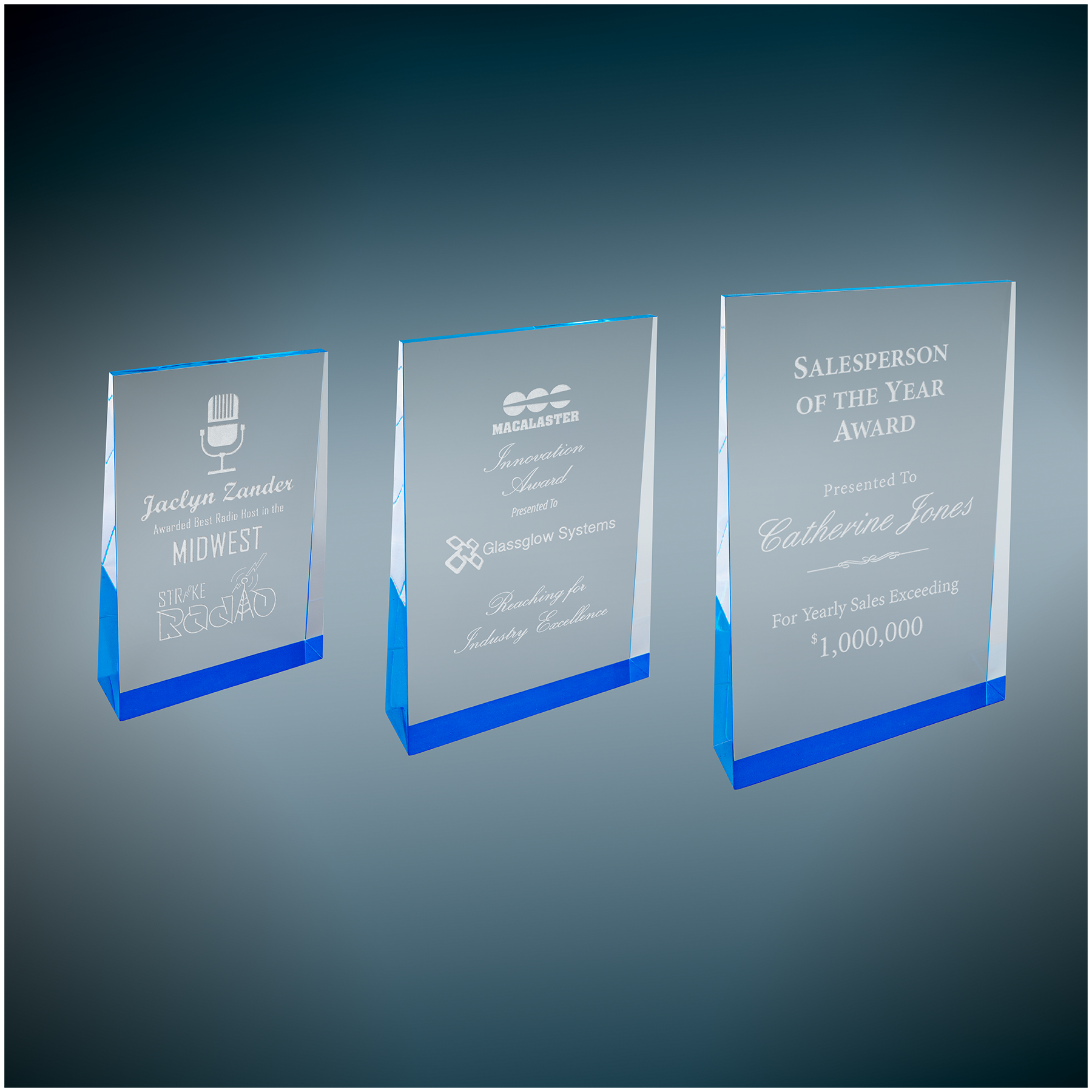 Acrylic Wedges Blue- 3 Sizes (2 Custom Options)