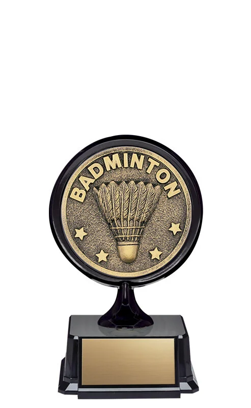 Apex Badminton Resin Trophy- 4 Sizes, 2 Colors (Includes Engraving)