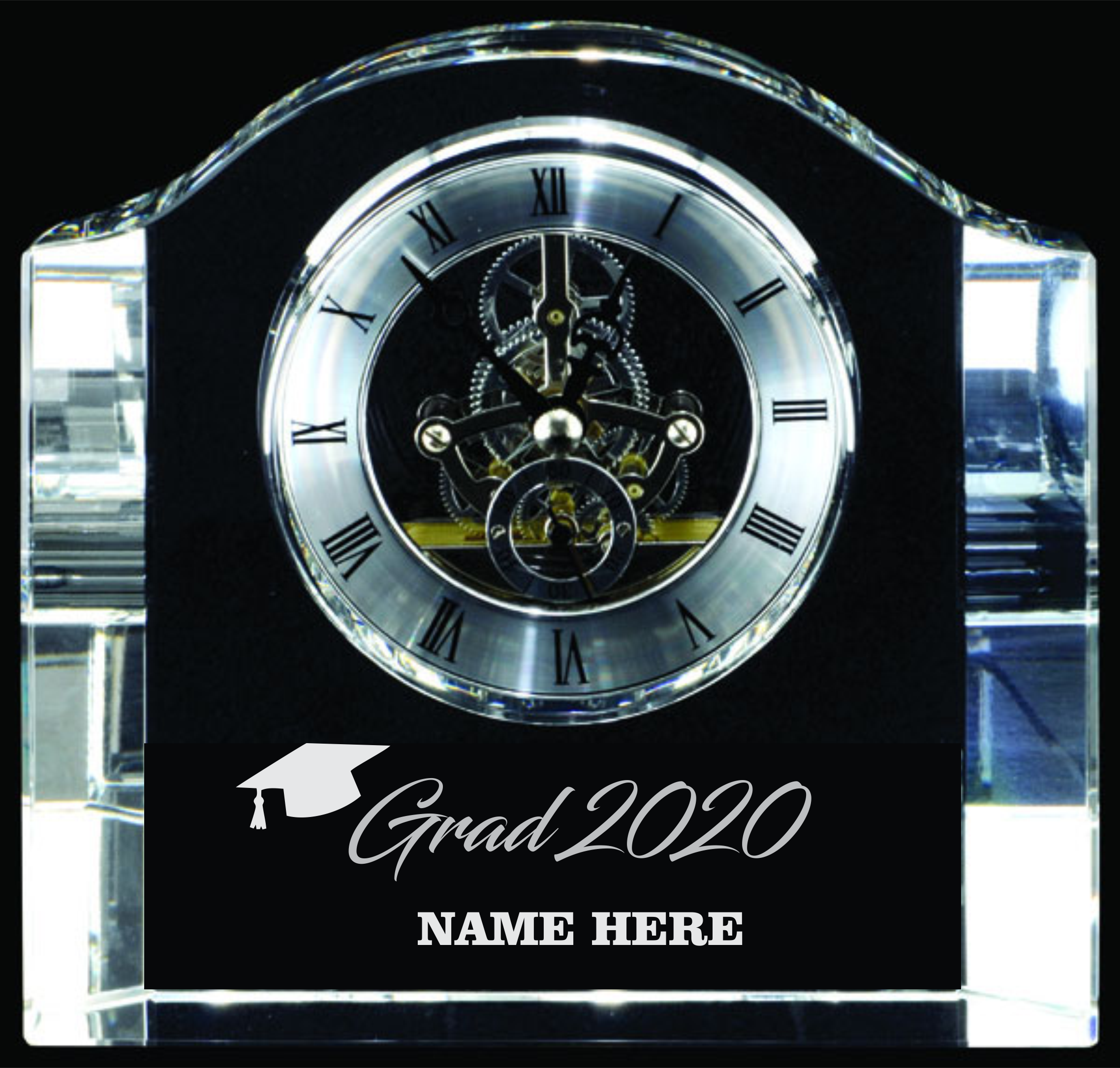 Chello Grad Clock 6x6x1.5" Optic Crystal (Includes Engraving)