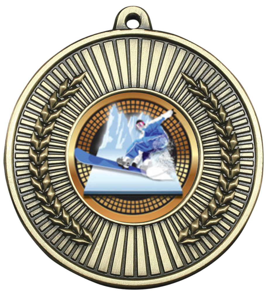 Classic Style Heavyweight Snowboarding, 2" Medal (Includes Ribbon)