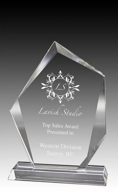 Regal Abstract Crystal Award- 2 Sizes (Includes Engraving)