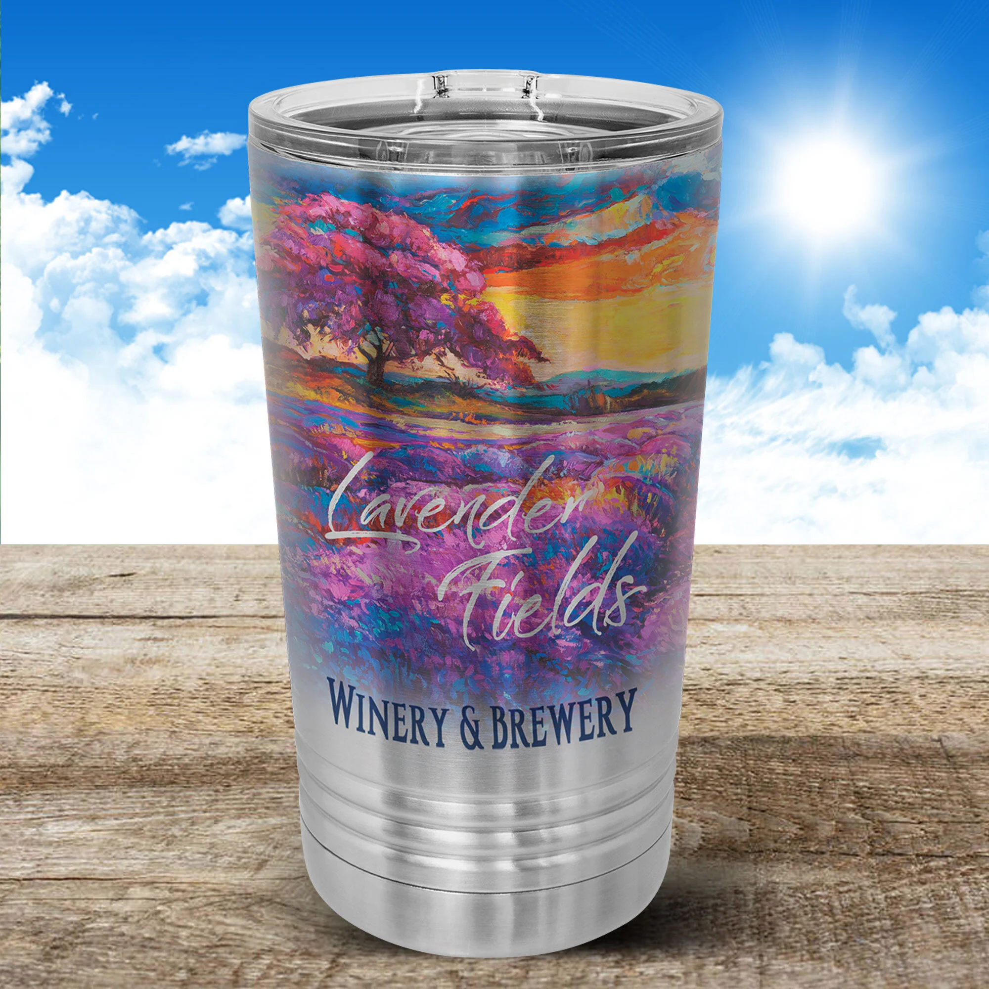 Coffee Stainless Steel Travel Photo Mug w/Lid 16 oz (Includes Photo/Logo)