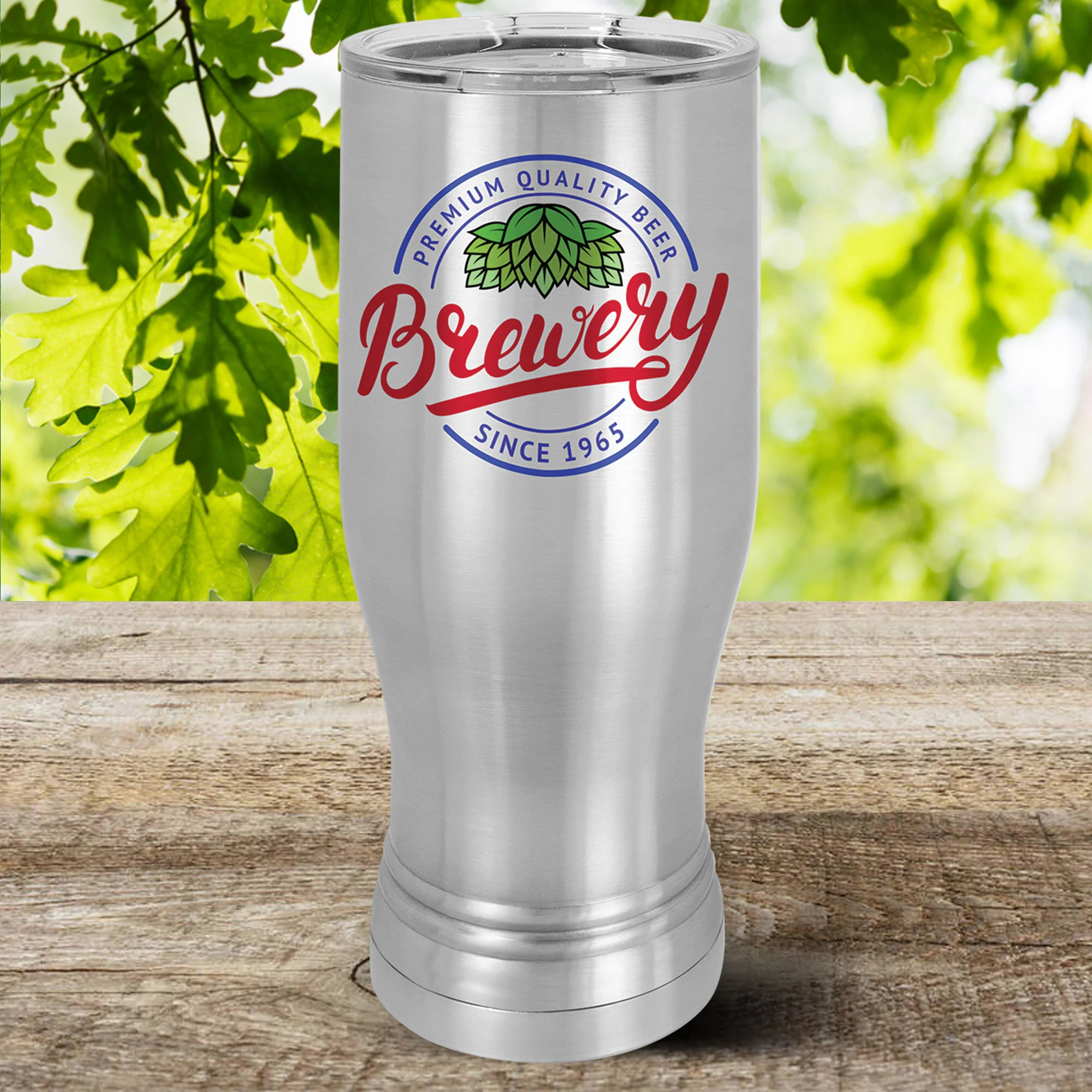 Stainless Steel Pilsner Beer Photo Mug w/Lid (Includes Photo/Logo) Polar Camel