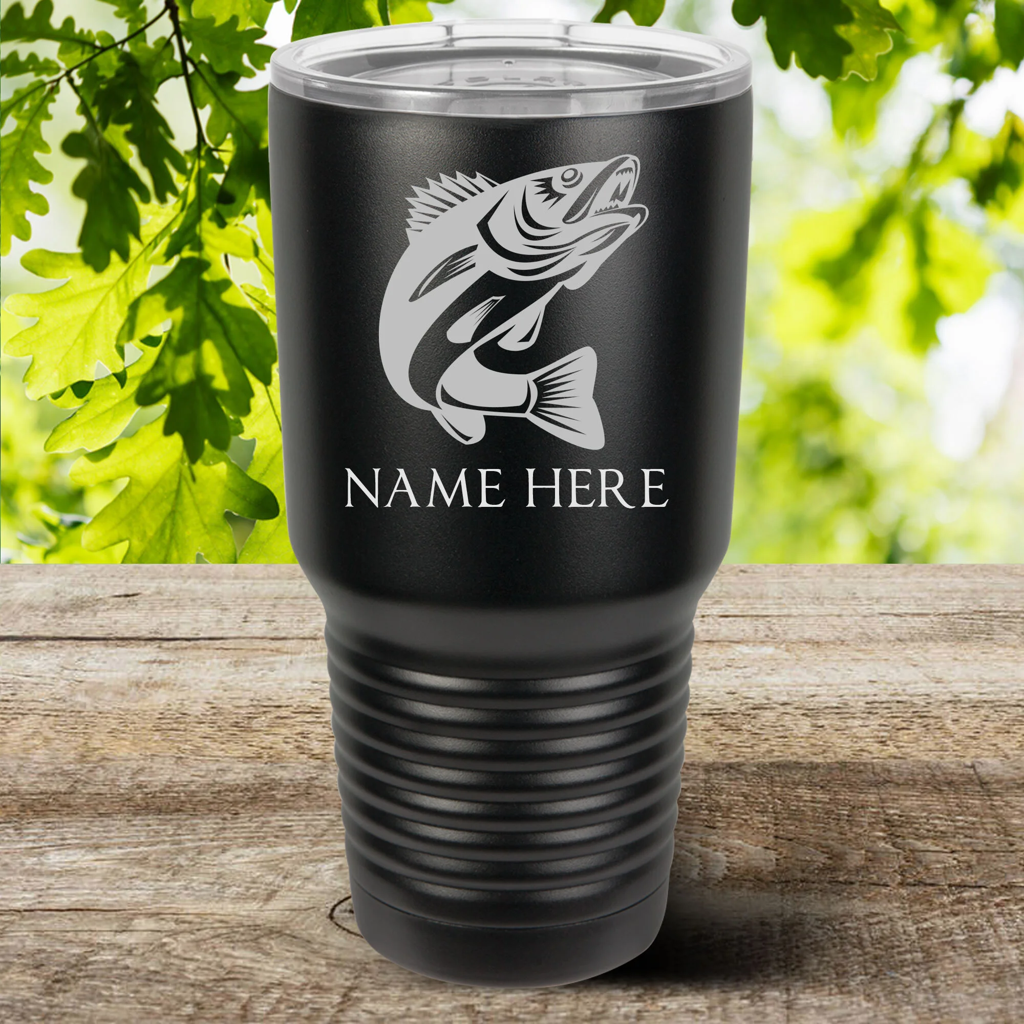 Walleye Black Polar Camel with Lid 30 oz (Includes Engraving)