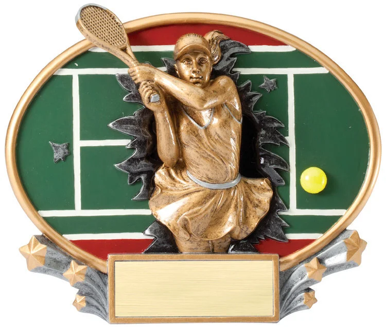 Xplosion Oval Female Tennis Trophy 7.25" x 6" (includes engraving)