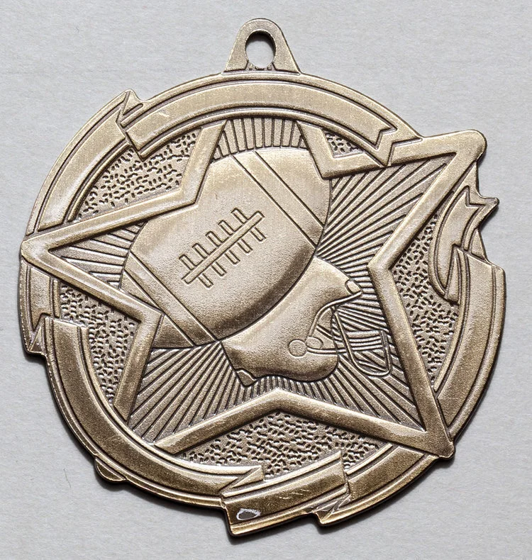 Football Star Medal  2.75" (Includes Ribbon)