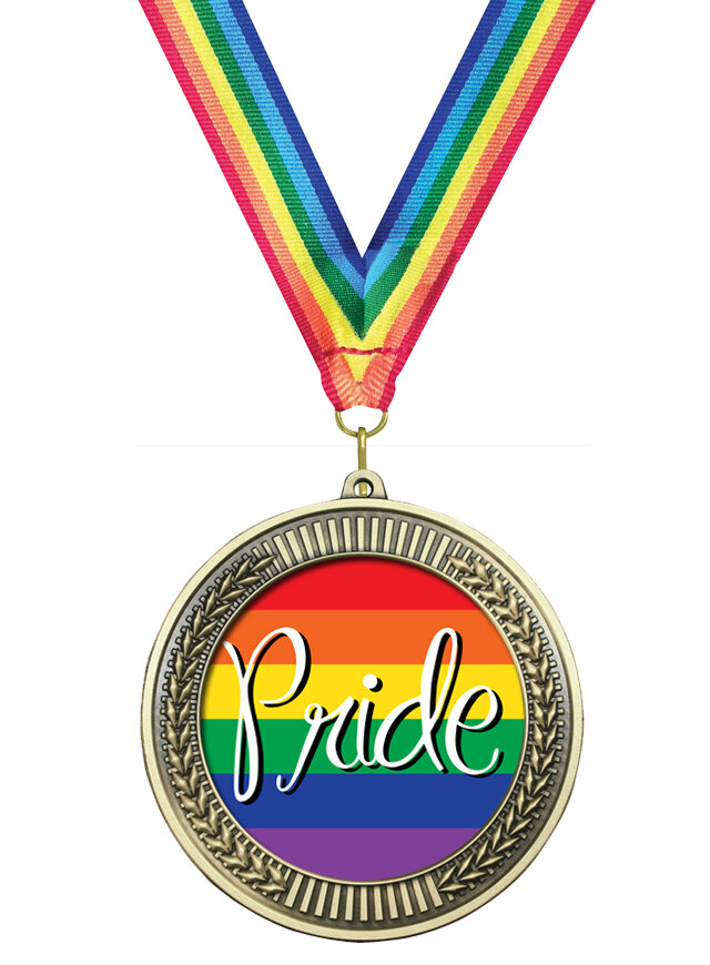 Pride Classic Style Heavyweight Custom 2.75" Medal (Includes Rainbow Ribbon)