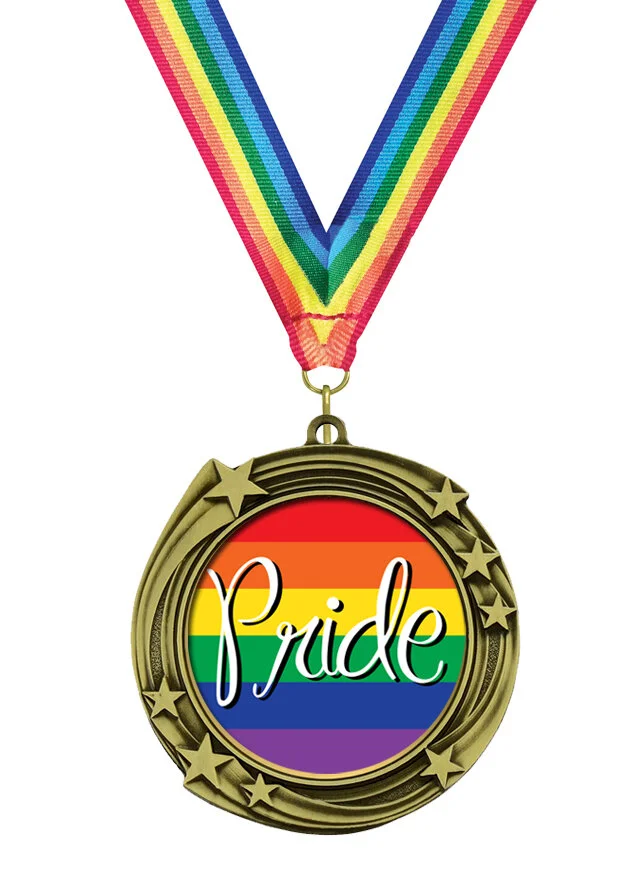 Pride Galaxy Medal Shiny 2.75" holds 2" Custom Disc (Includes Rainbow Ribbon)