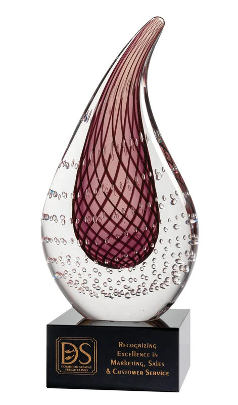 Mauve Flame Art Glass, 8" (Includes Engraving)