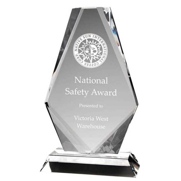 Crystal Diamond Shape Award- 3 Sizes (Engraving Included)