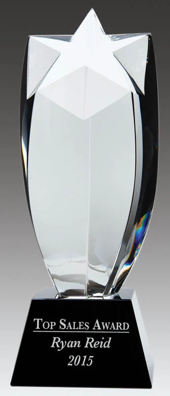 Crystal Star, Wide Award- 2 Sizes (Engraving Included)