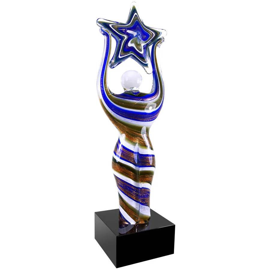 Glass Figure with Star and with Black Base 12" (Includes Engraving)