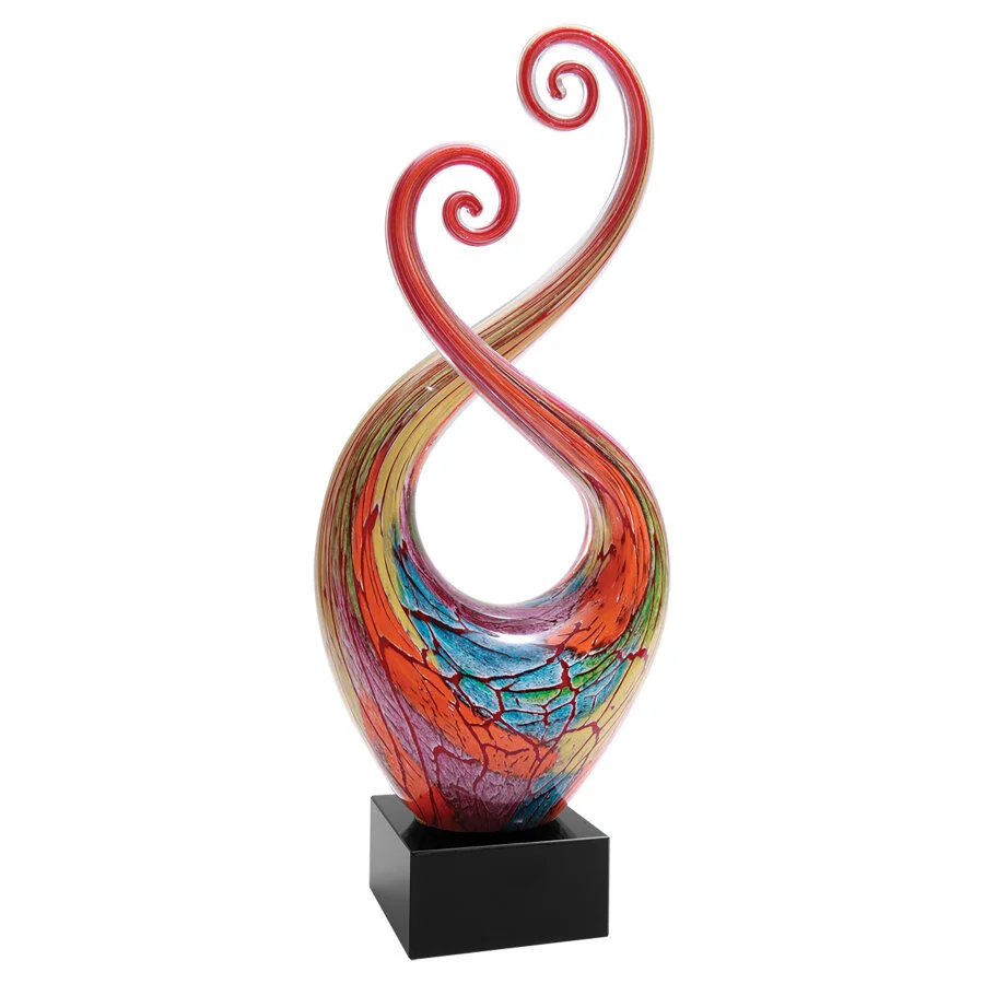 Multi-Color Twist Art Glass with Black Base 14" (Includes Engraving)