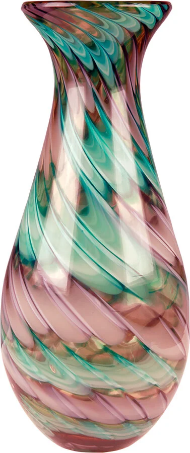 Flower Swirl Art Glass Vase  14.5"