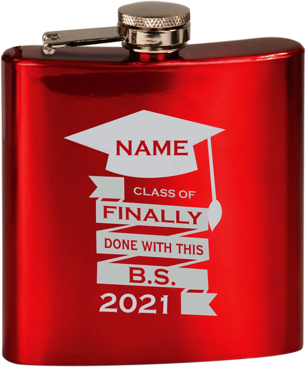 Red Grad Flask - BS (Includes Engraving)