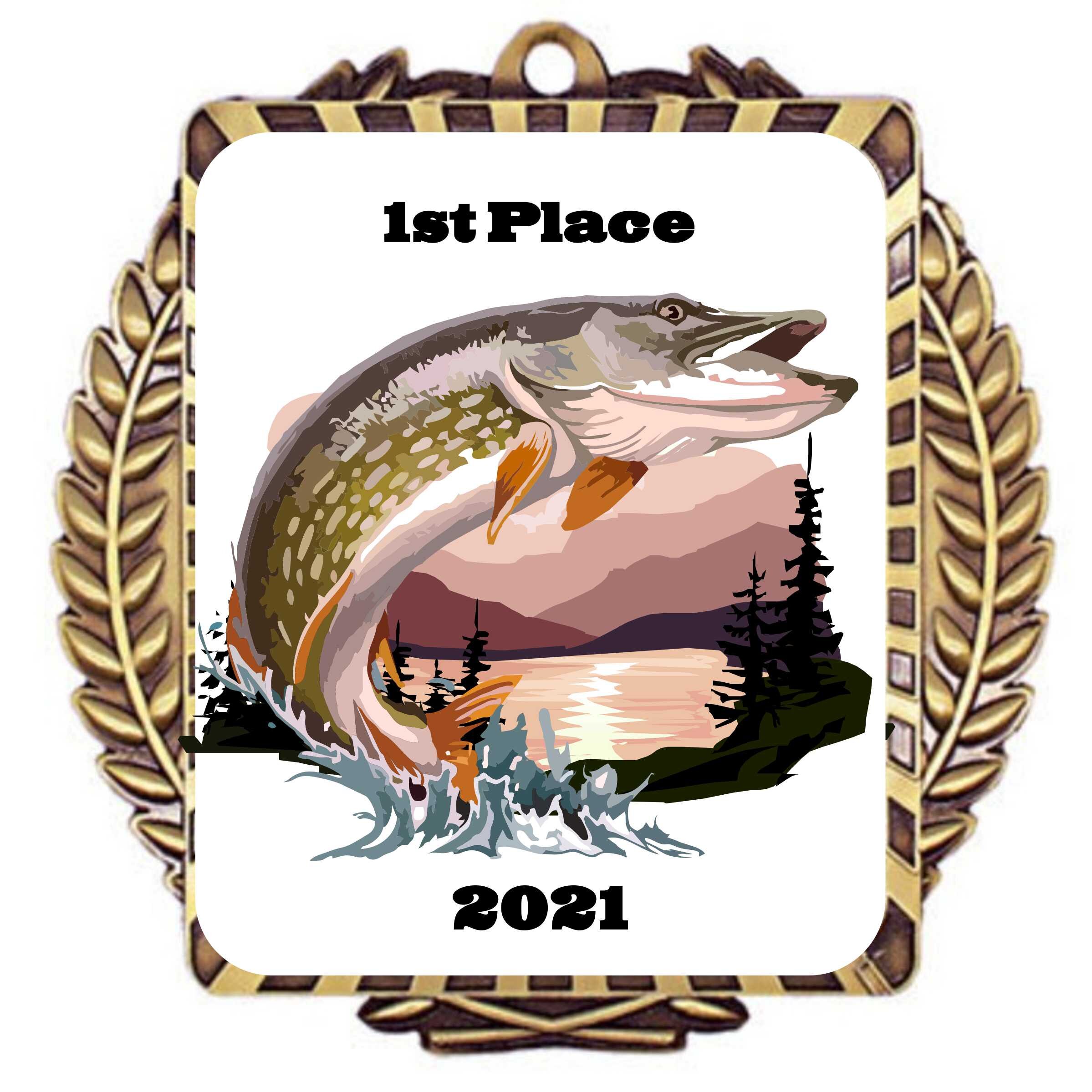 FISHING TROPHY AWARD AWESOME TWO POST OUR CUSTOM DESIGN FREE LETTERING 23 1/2" * 