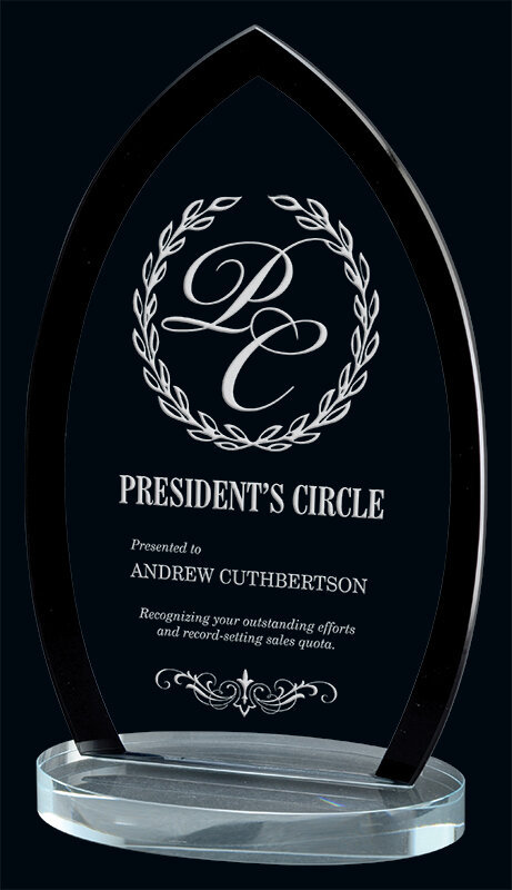 Pearson Black Glass Award- 2 Sizes (Includes Engraving)