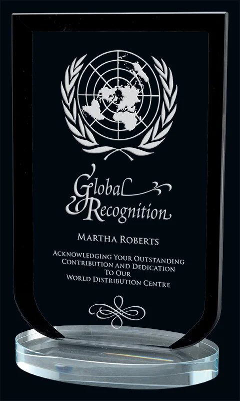 Laurier Black Glass Award- 2 Sizes (Includes Engraving)