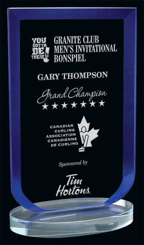 Laurier Blue Glass Award- 2 Sizes (Includes Engraving)