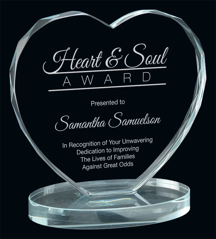 Passion Heart Crystal Award- 3 Sizes (Includes Engraving)