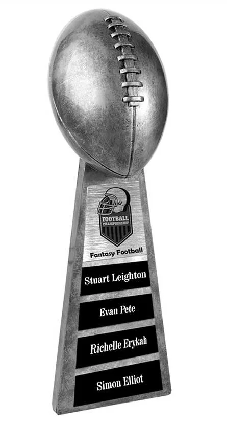 15" Antique Silver Football Resin Annual (Includes Engraving)