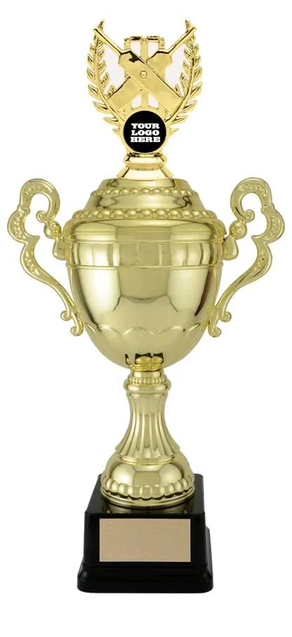 Cricket Bats Gold Plastic Cup Trophy- 5 Sizes (Includes Engraving)