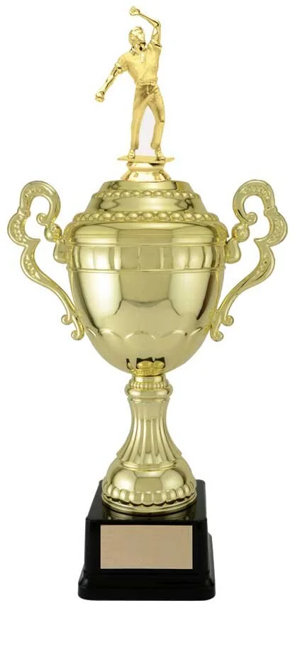 Cricket Bowler Gold Plastic Cup Trophy- 5 Sizes (Includes Engraving)