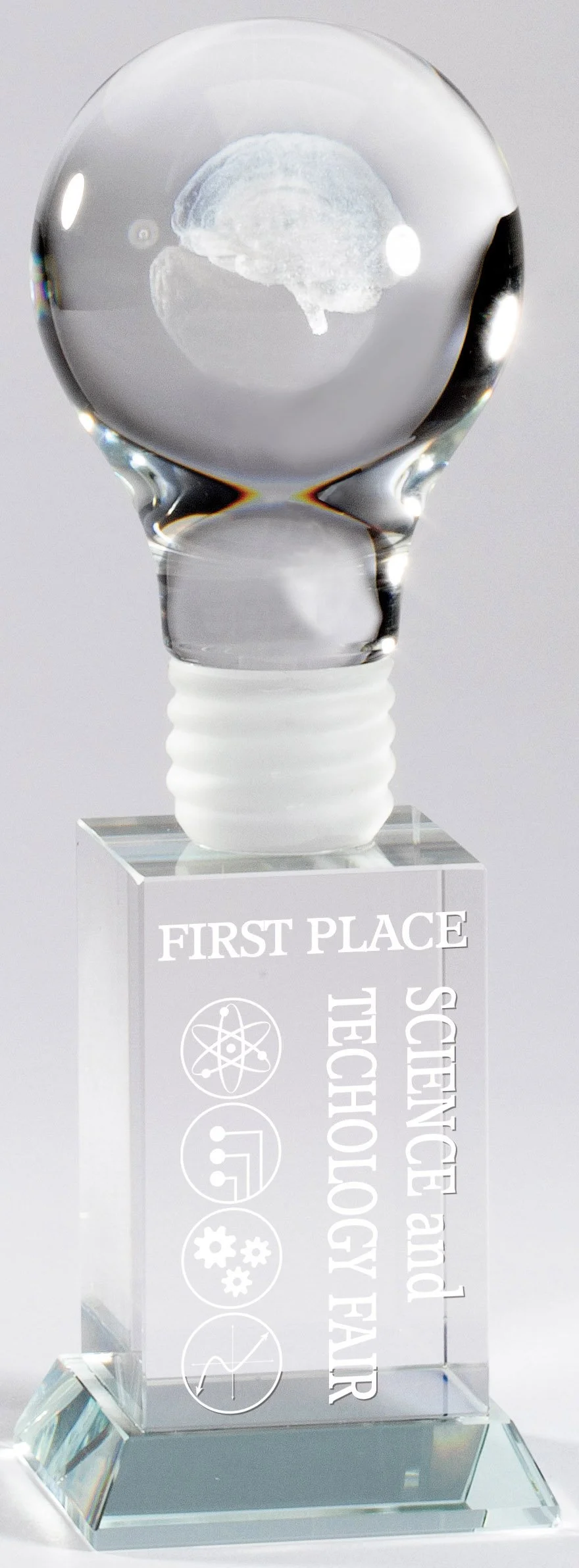 Brain Power 8" Crystal Award (Includes Engraving)