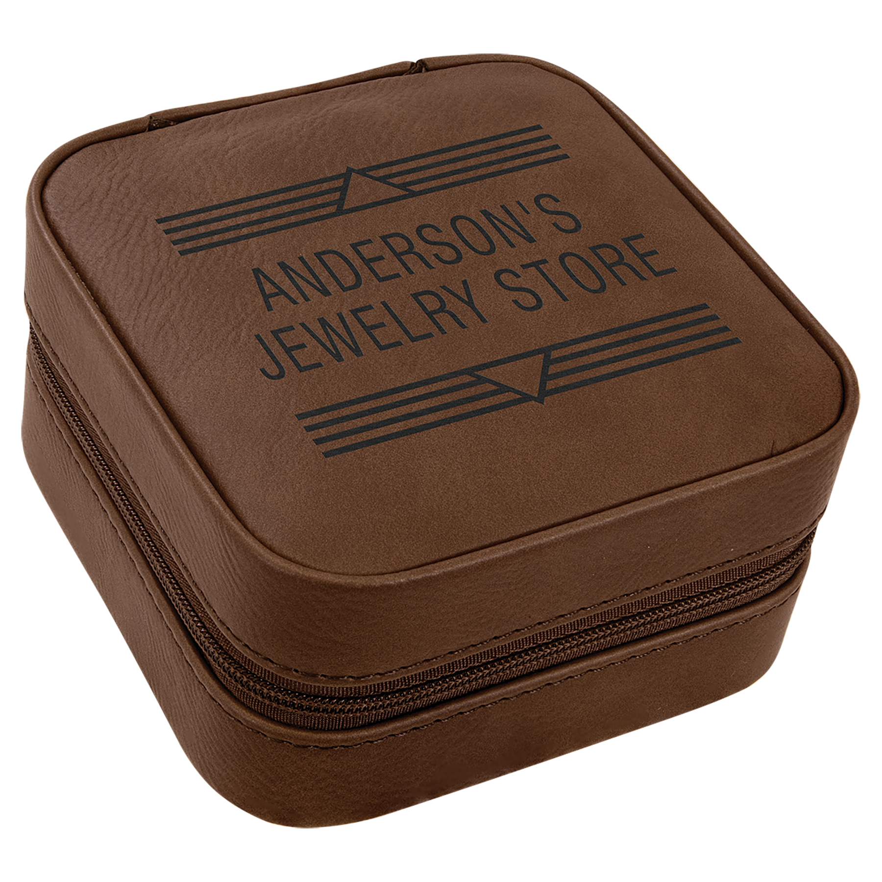 Laserable Leatherette Travel Jewelry Box- 4” x 4”, 3 Sizes (Includes Engraving)