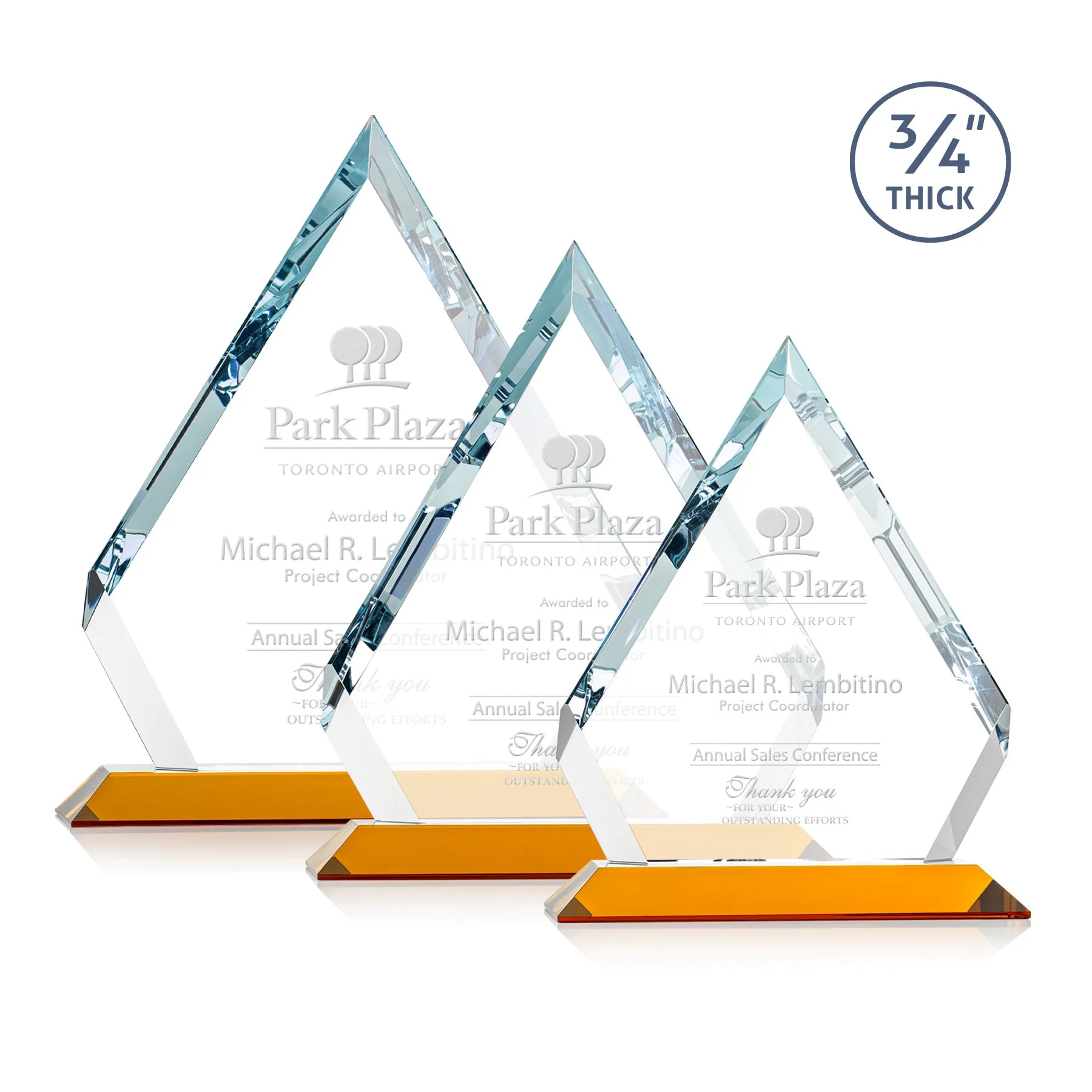 Apex Crystal Award- 3 Sizes, 7 Colors (Includes Engraving)