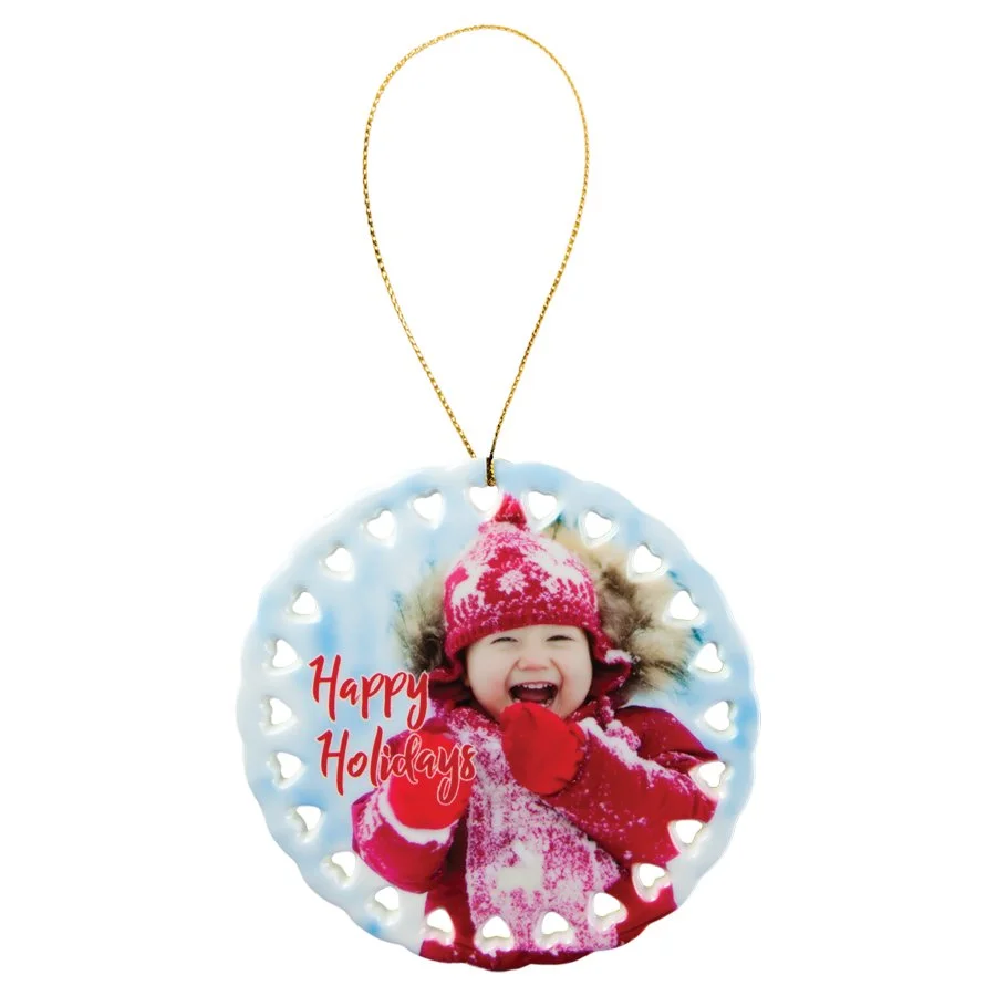 Full Colour Sublimated Ceramic Christmas Ornament- 6 Variants (Includes personalization)