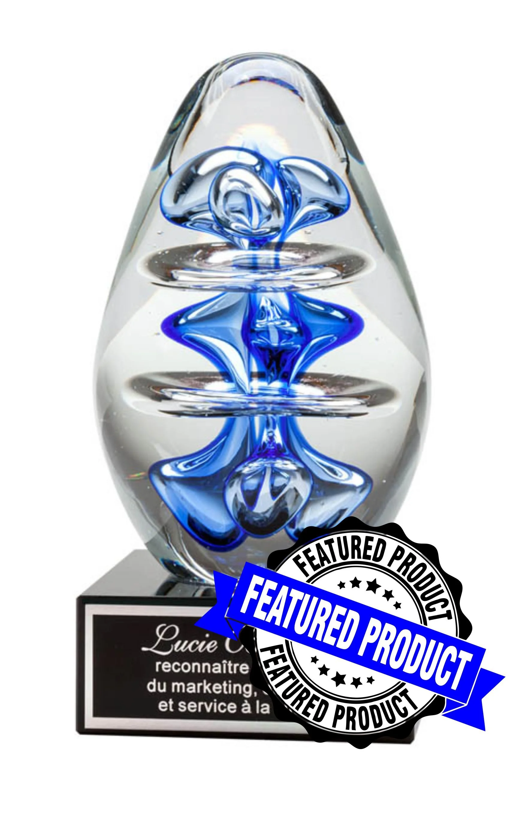 Blue Oval Art Glass 5" (Includes Engraving)
