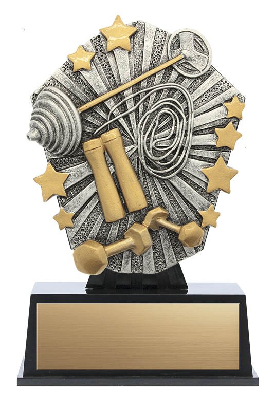 Weightlifting Fitness Cosmo Resin Trophy- 4 Sizes (Includes Engraving)