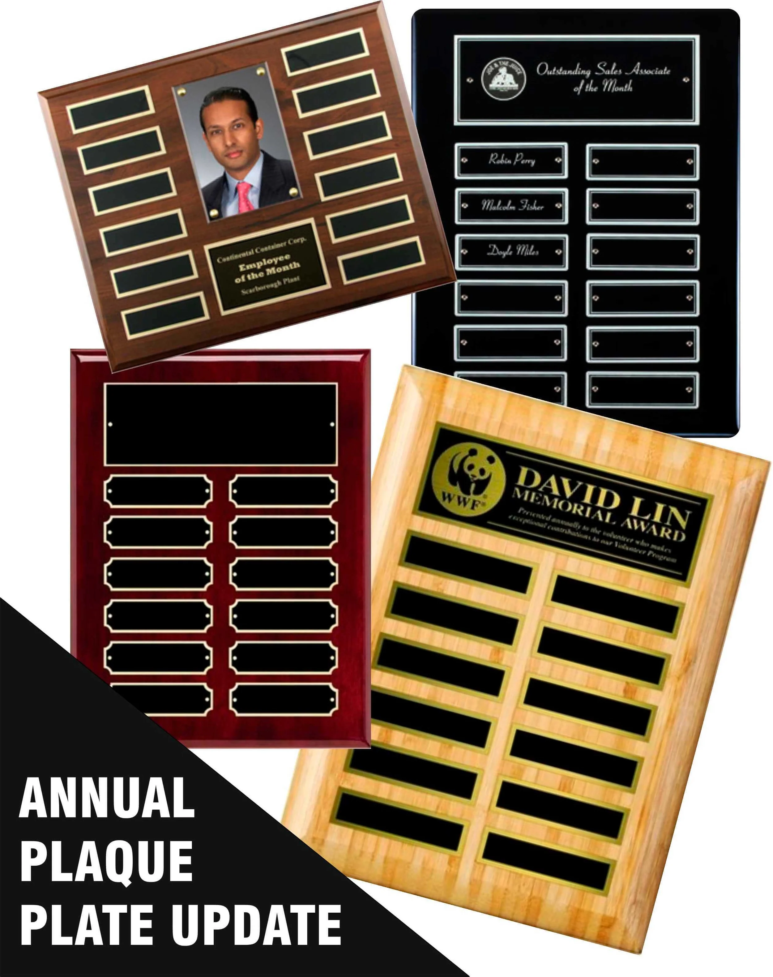 Plaque Annual Plate Update (Custom Size, You Choose) Includes Deep Etch or Laser Engraving