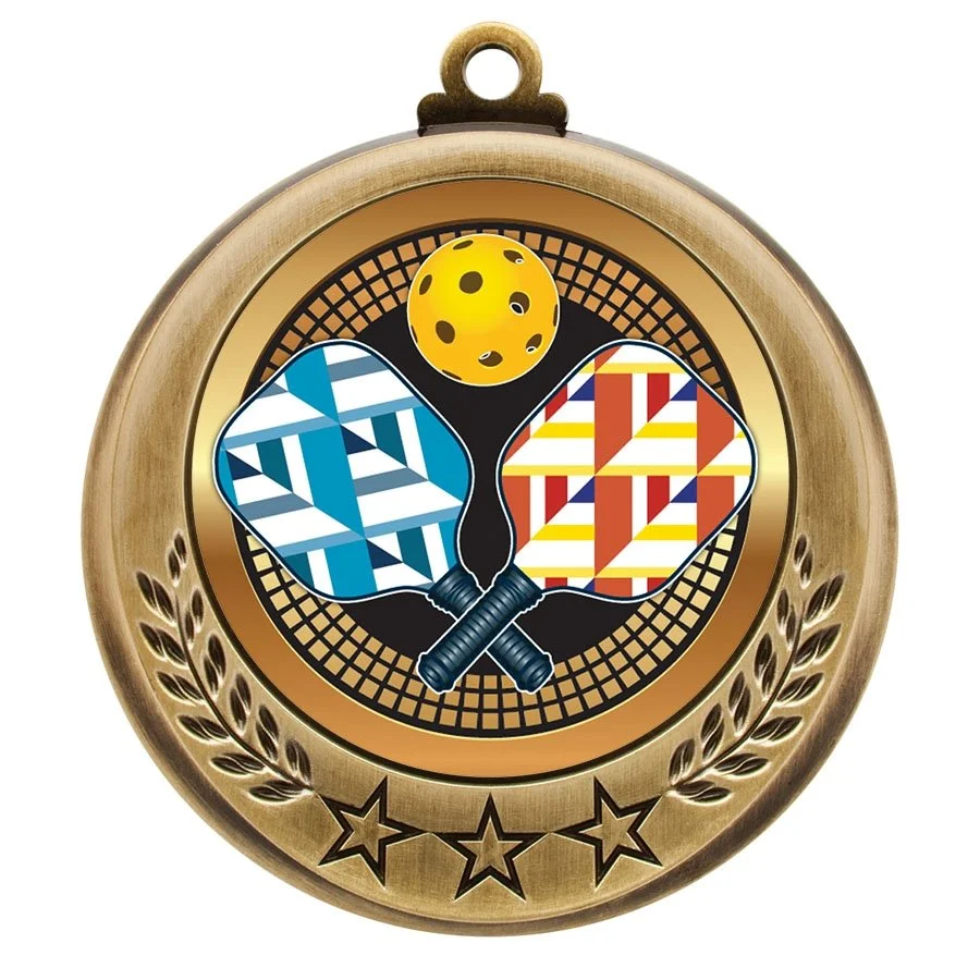 Pickleball Medal 2" and 2.75" Spectrum Series (Includes Ribbon)