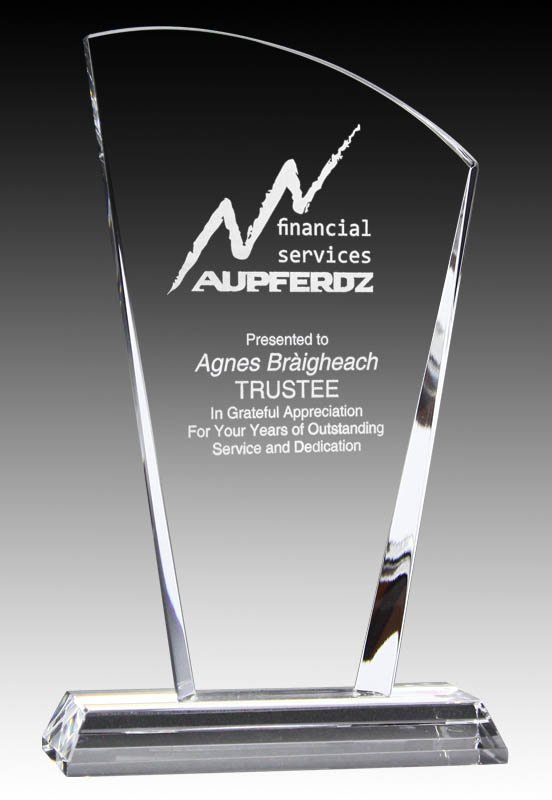 Regal Shield Crystal Award- 2 Sizes (Includes Engraving)