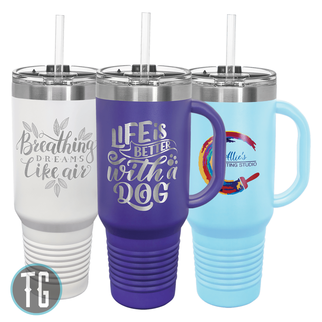 Polar Camel 40 oz. Travel Mug with Handle (Includes Engraving) with 16 different colour options!