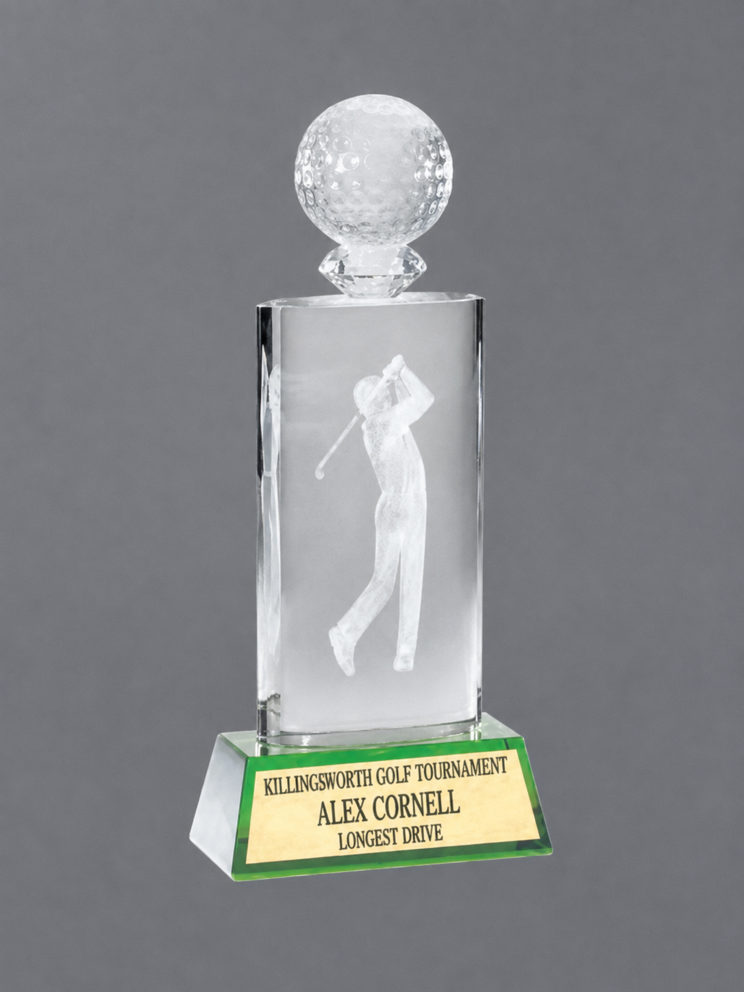 Crystal Golf Award with Green base