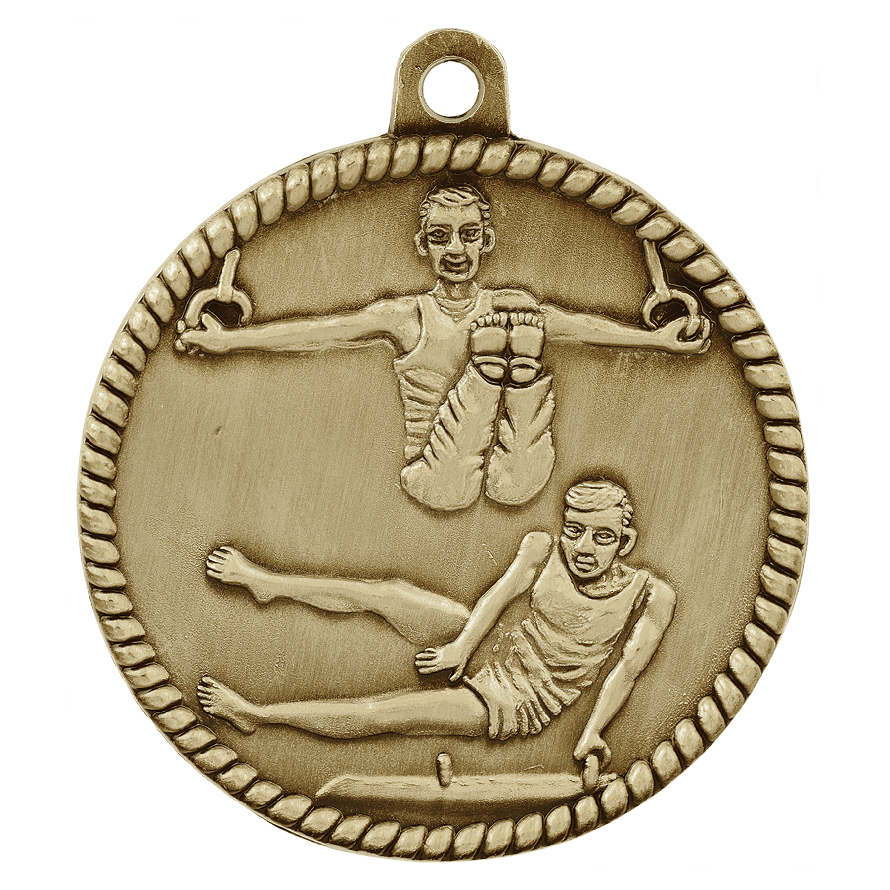 Male Gymnastics High Relief Medal 2" (Includes Ribbon)