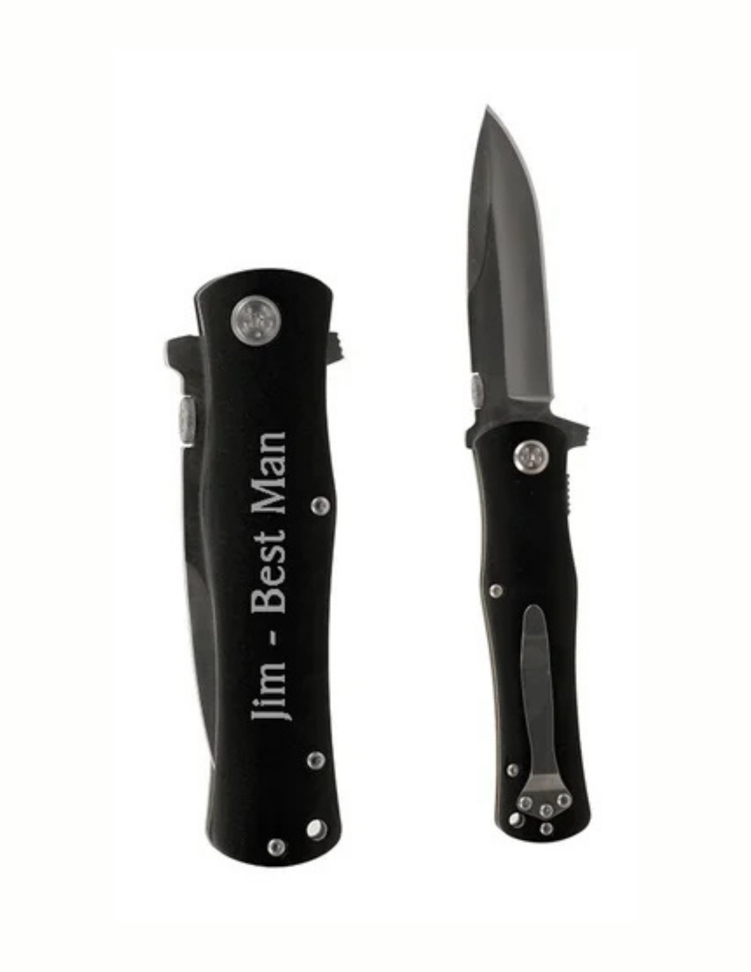 4.5" Black Handle Knife (Includes Engraving)