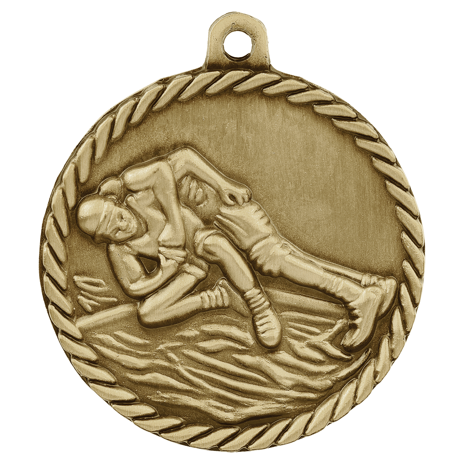 Wrestling High Relief Medal 2" (Includes Ribbon)