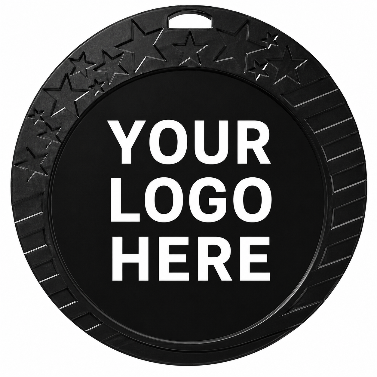 Black Star Border Medal 2.5" (Includes Ribbon, 2 Custom Options)