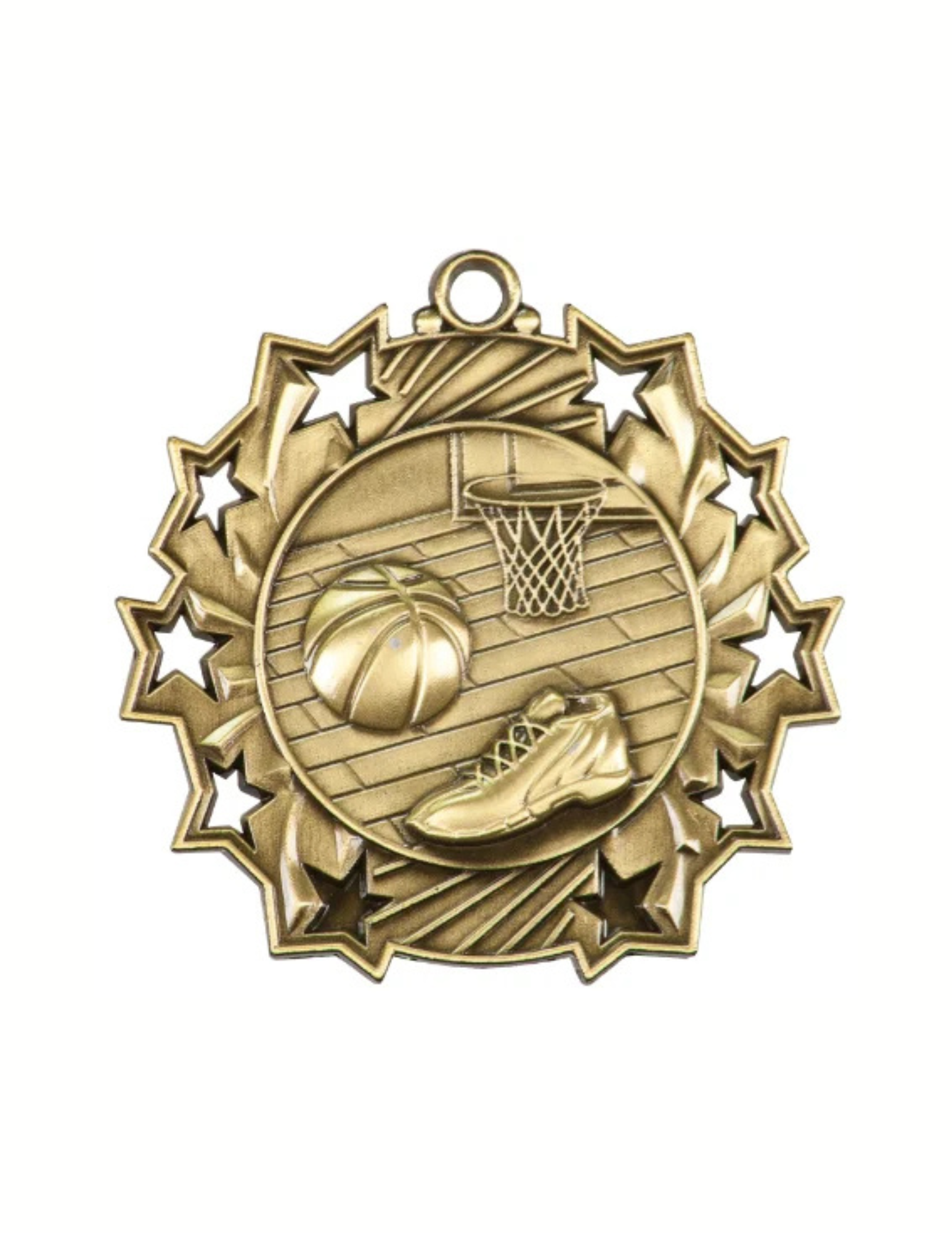 Basketball Ten Star Medal 2.5" (Includes Ribbon)