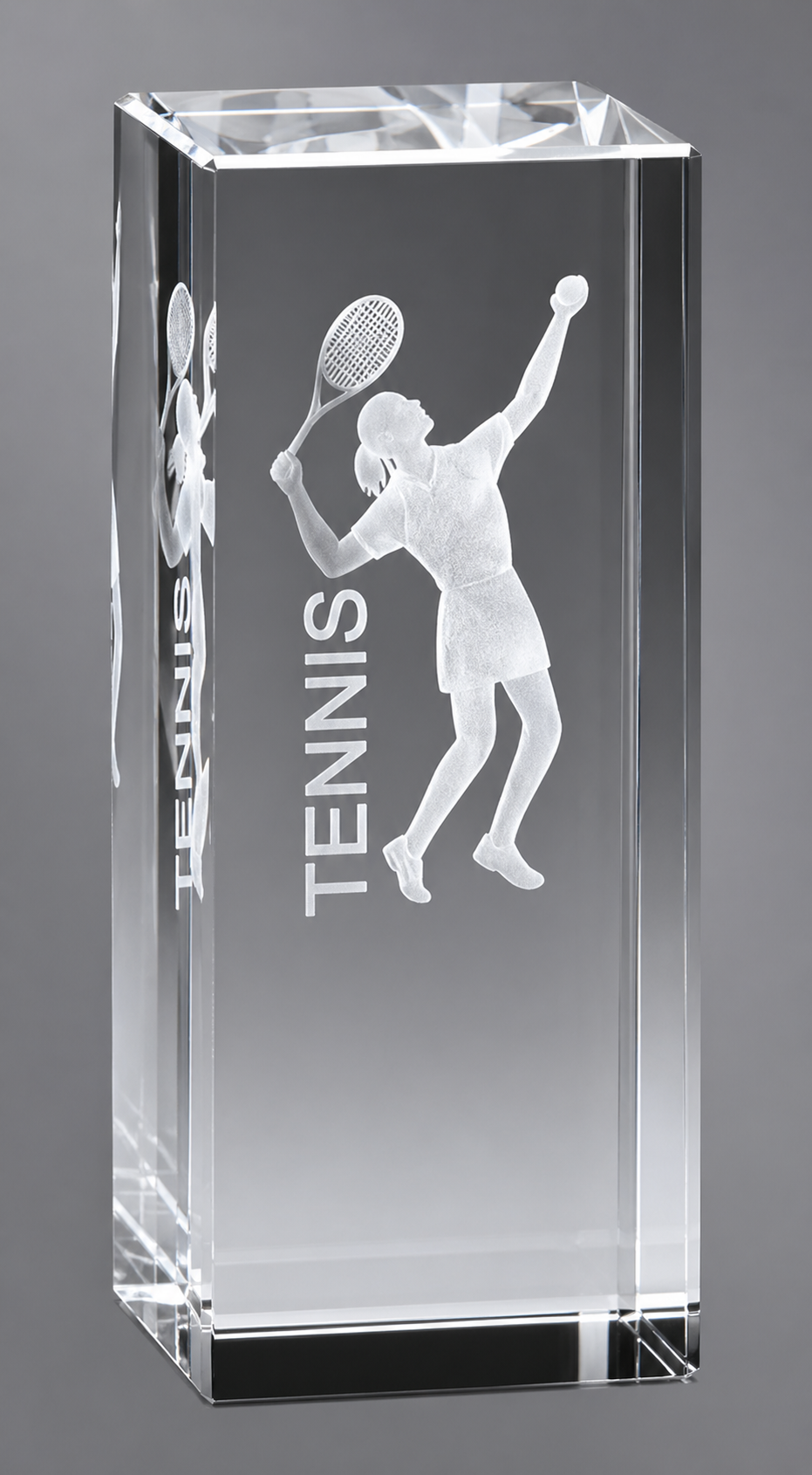 Female Tennis Collegiate Crystal Award 4.5" x 2" (Includes Engraving)