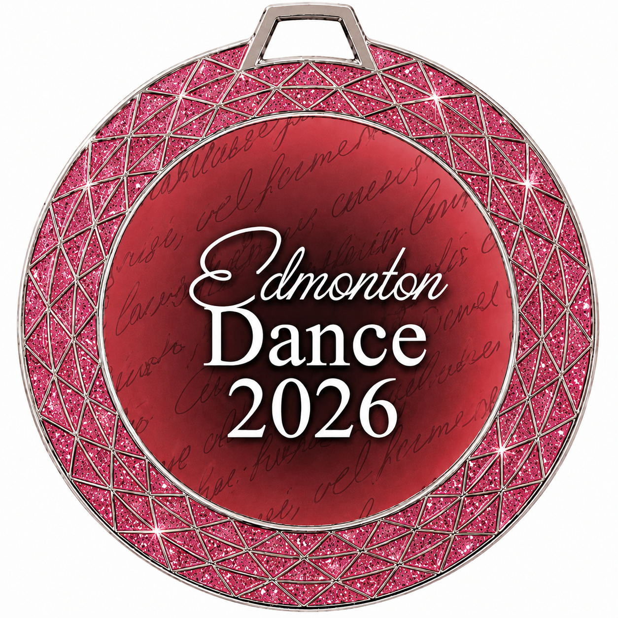 Dance  2 3/4" Pink Bling 2" Insert Holder Silver Medal (Includes Ribbon)