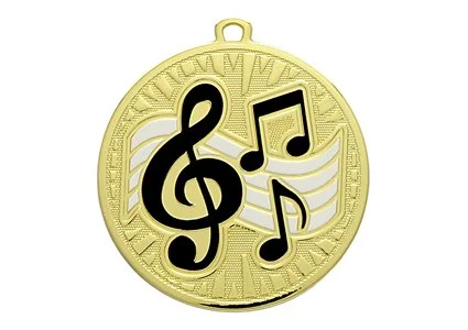 Iron Sunray Music Medal  2 1/8" (Includes Ribbon)